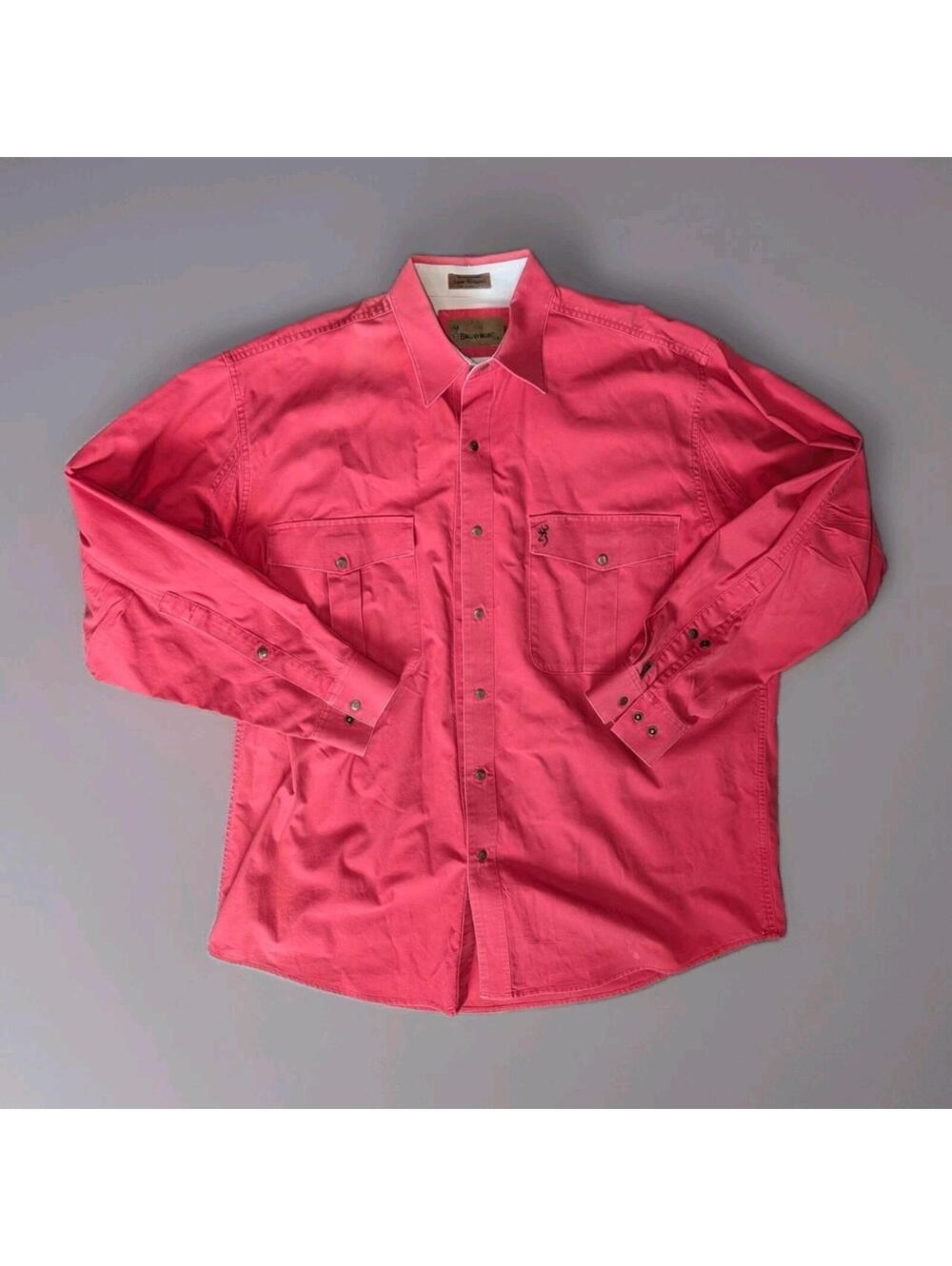 Vtg Browning Super Naturals Red Snap Mens XL Heavy Cotton Hunting Shirt Outdoors